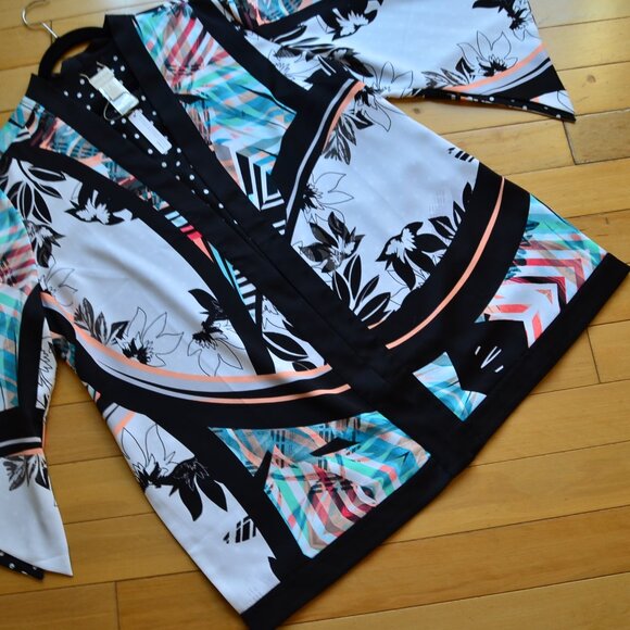 Chicos Chico's Reversible Black Multi Kimono Cardigan Jacket Size 3 XL NWT - Picture 6 of 14